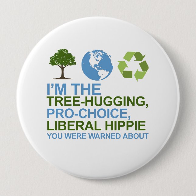 Badge Rond 10 Cm Je suis arbre-étreindre, la hippie pour (Devant)
