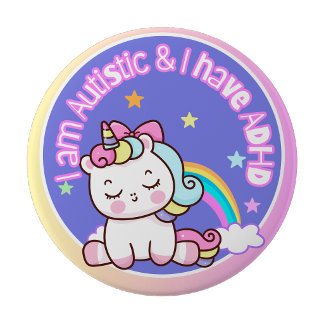 Badge Rond 10 Cm Je suis autiste et j'ai un TDAH
