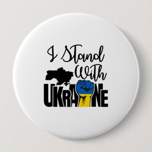 Badge Rond 10 Cm Je Suis Avec L'Ukraine   Solidarité   Carte Ukrain