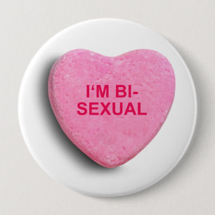 Badge Rond 10 Cm Je suis COEUR BISEXUEL de SUCRERIE