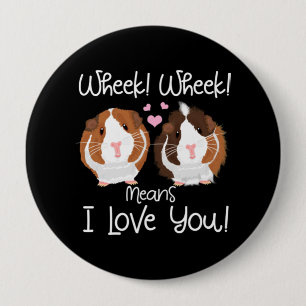 Badge Rond 10 Cm Je T'Aime Guinée Cochon Cavy Roddent