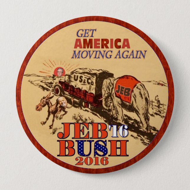 Badge Rond 10 Cm Jeb Bush 2016 (Devant)