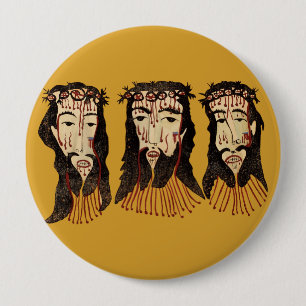 Badge Rond 10 Cm Jésus Christ Thorn Couronne Art populaire Peinture