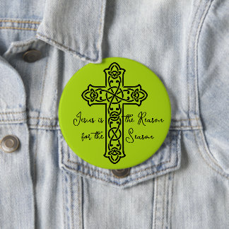 Badge Rond 10 Cm Jésus est la raison de la croix de Noël