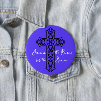 Badge Rond 10 Cm Jésus est la raison de la croix de Noël