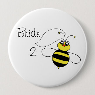 Badge Rond 10 Cm Jeune mariée à l'abeille