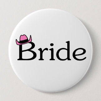 Badge Rond 10 Cm Jeune mariée (casquette de cowboy)