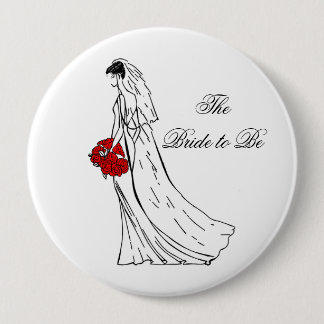 Badge Rond 10 Cm Jeune mariée rouge de bouquet à être