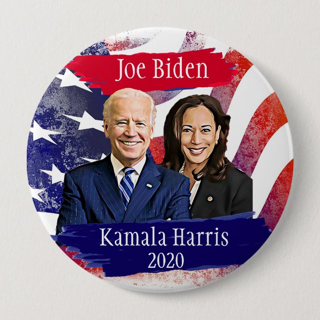 Badge Rond 10 Cm Joe Biden et Kamala Harris 2020 Élection américain (Devant)
