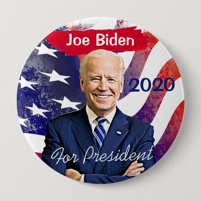 Badge Rond 10 Cm Joe Biden pour l'élection présidentielle américain (Devant)