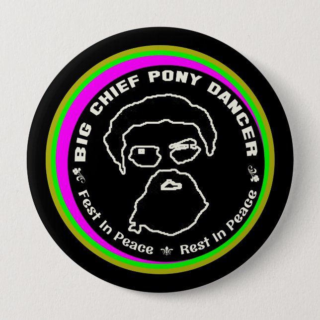 Badge Rond 10 Cm JOE PEREZ - Fête de la danseuse du grand chef Pony (Devant)