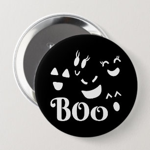Badge Rond 10 Cm Joli fantôme Halloween BOO noir et blanc