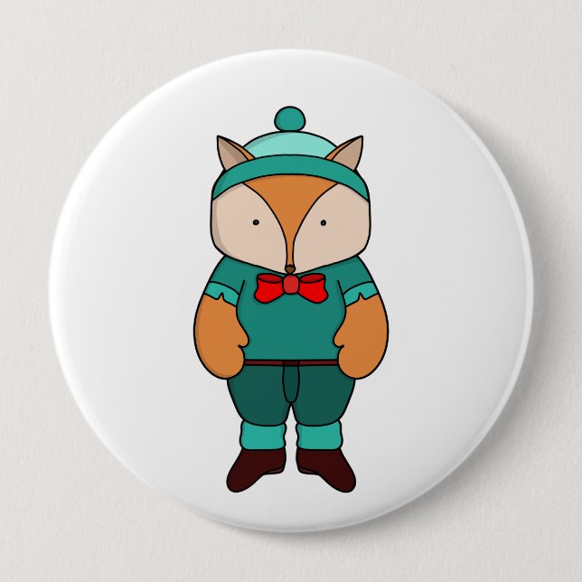 Badge Rond 10 Cm Joli renard vert (Devant)