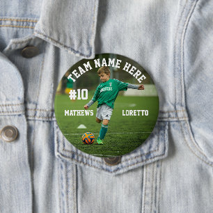 Badge Rond 10 Cm Joueur de football Ajouter le nom Numéro d'équipe 