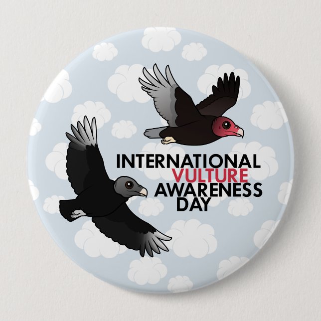 Badge Rond 10 Cm Jour international de conscience de vautour (Devant)