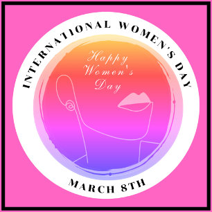 Badge Rond 10 Cm Journée internationale de la femme 8 mars Coloré