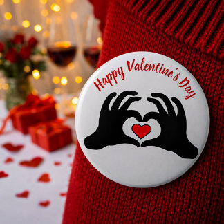 Badge Rond 10 Cm Joyeuse Saint-Valentin Mains en forme de coeur Bou