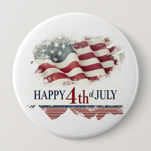 Badge Rond 10 Cm Joyeux 4 juillet - Drapeau américain design vintag