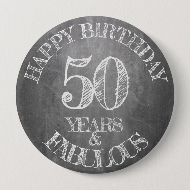 Badge Rond 10 Cm Joyeux anniversaire - 50 ans et fabuleux (Devant)