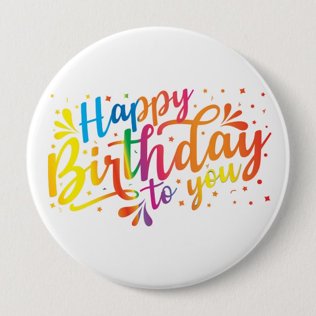 Badge Rond 10 Cm Joyeux anniversaire - couleurs arc-en-ciel Bouton  (Devant)