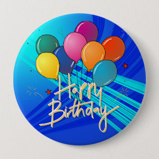 Badge Rond 10 Cm Joyeux anniversaire, design coloré populaire,