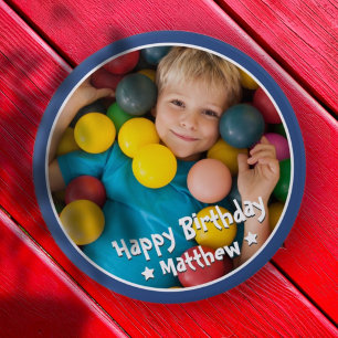 Badge Rond 10 Cm Joyeux Anniversaire Moderne Simple Photo
