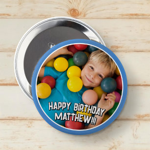 Badge Rond 10 Cm Joyeux Anniversaire Moderne Simple Photo