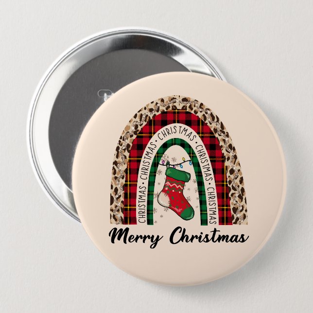 Badge Rond 10 Cm Joyeux arc-en-ciel Noël (Devant & derrière)