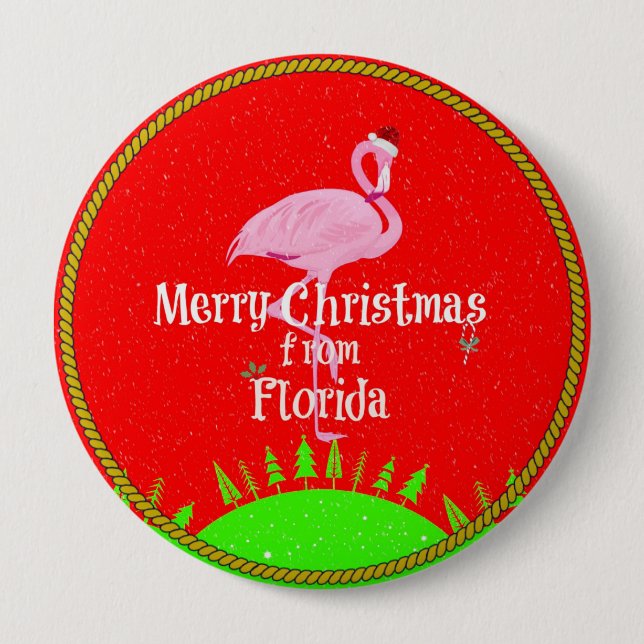 Badge Rond 10 Cm Joyeux Noël de Floride, (Devant)