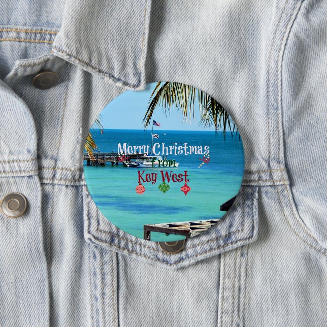 Badge Rond 10 Cm Joyeux Noël de Key West, (En situation)
