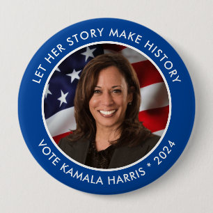 Badge Rond 10 Cm Kamala Harris 2024 Photo historique collective