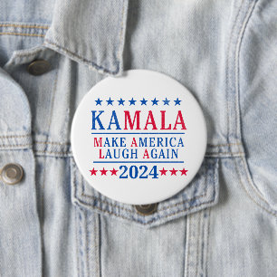 Badge Rond 10 Cm Kamala Harris 2024 Rire de nouveau à l'Amérique