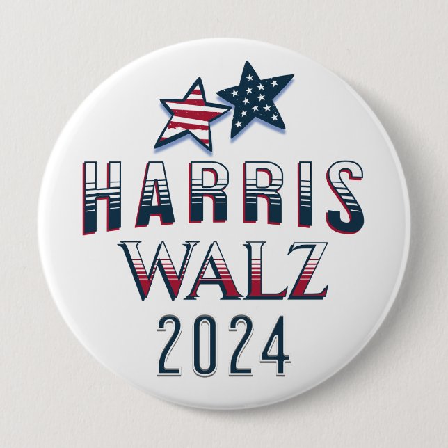 Badge Rond 10 Cm Kamala Harris et Tim Walz 2024 (Devant)