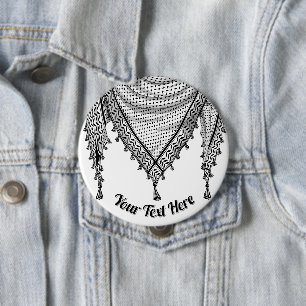 Badge Rond 10 Cm Keffiyeh Écharpe palestinienne tissu traditionnel