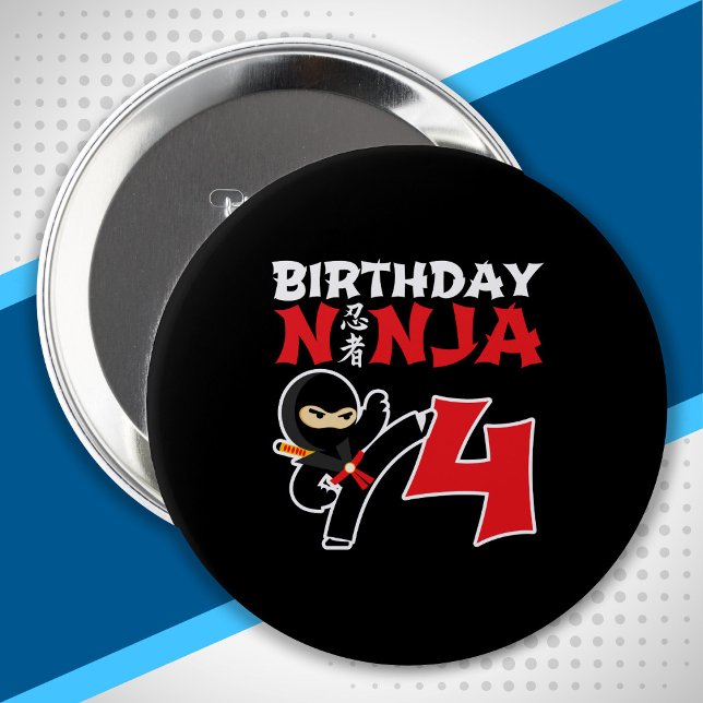 Badge Rond 10 Cm Kids Birthday Ninja (Créateur téléchargé)