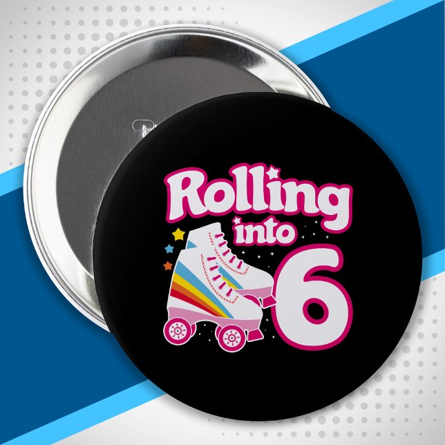 Badge Rond 10 Cm Kids Skate Party - 6e anniversaire - Roller Skate (Créateur téléchargé)