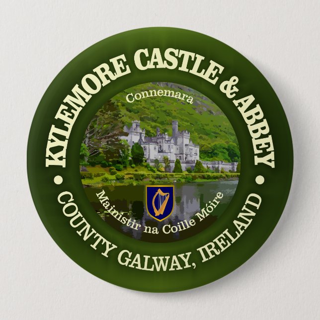 Badge Rond 10 Cm Kylemore Castle & Abbaye (e) (Devant)
