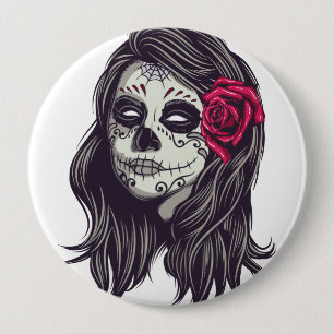 Badge Rond 10 Cm La Catrina - Dia De Los Muertos