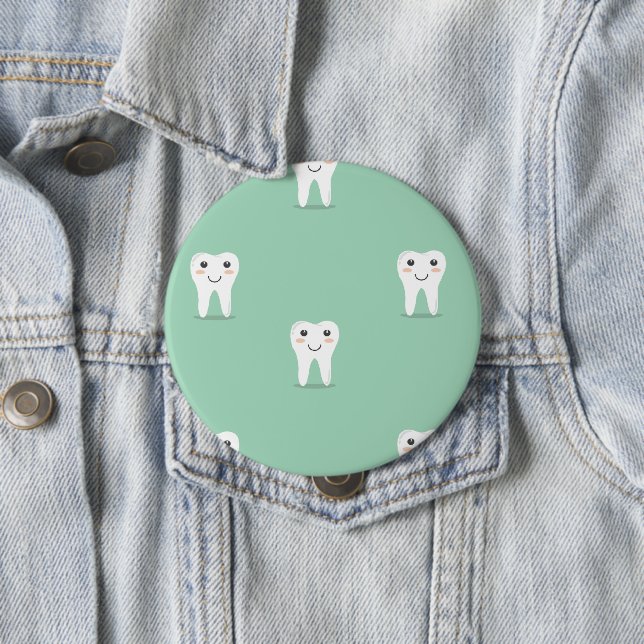 Badge Rond 10 Cm La dent heureuse de Kawaii (En situation)