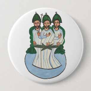 Badge Rond 10 Cm La Sainte trinité Vintage Peinture d'art populaire