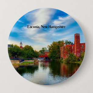 Badge Rond 10 Cm Laconia, New Hampshire, paysage pittoresque
