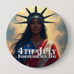 Badge Rond 10 Cm Lady Liberty réinventée - Un nouveau visage de la