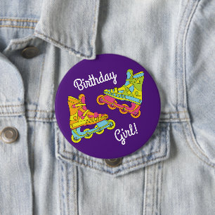 Badge Rond 10 Cm Lames à rouleaux Patinage Anniversaire de enfant P
