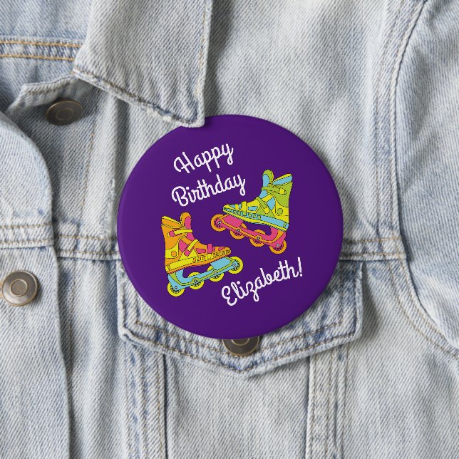 Badge Rond 10 Cm Lames à rouleaux Patinage Anniversaire de enfant P (En situation)
