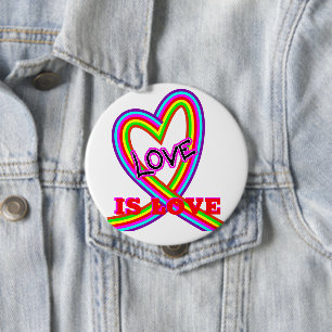 Badge Rond 10 Cm L'amour est amour LGBTQ Coeur arc-en-ciel