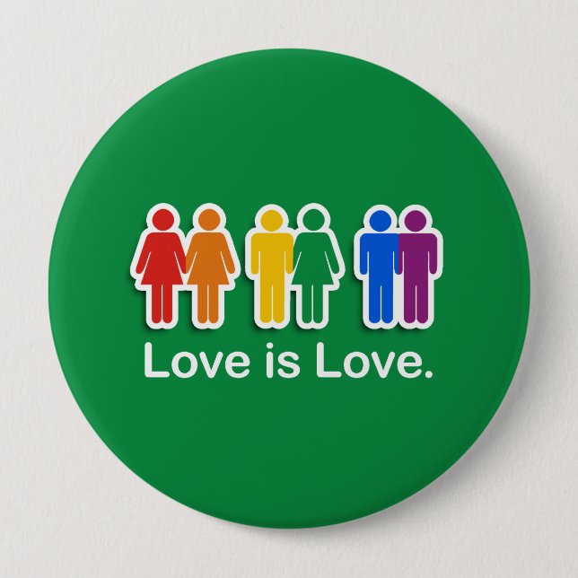 BADGE ROND 10 CM L'AMOUR EST L'AMOUR VERT (Devant)