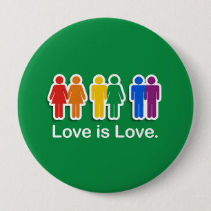 BADGE ROND 10 CM L'AMOUR EST L'AMOUR VERT