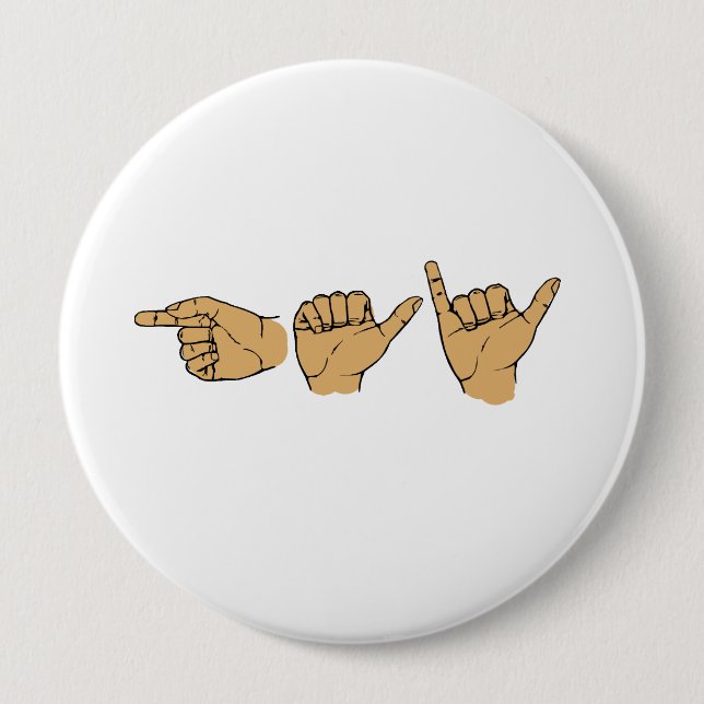 Badge Rond 10 Cm Langue des signes gay (Devant)