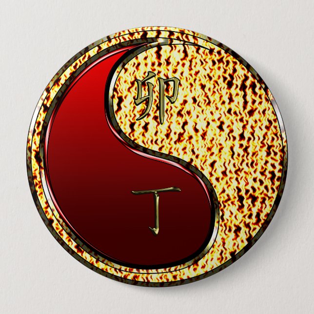 Badge Rond 10 Cm Lapin de Feu (Devant)
