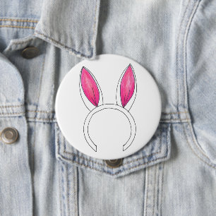 Badge Rond 10 Cm Lapin Rose Rabbit Oreilles Baby shower de Pâques F
